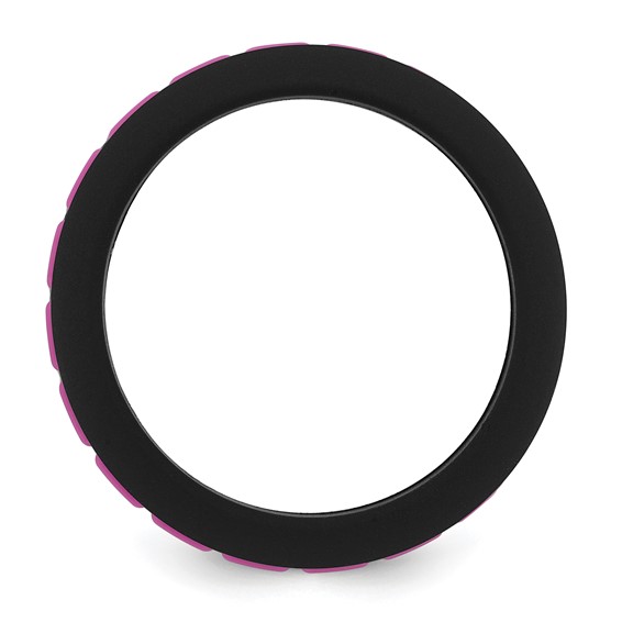 Silicone Black with Pink Grooved Center 7.50mm Band - Image 2