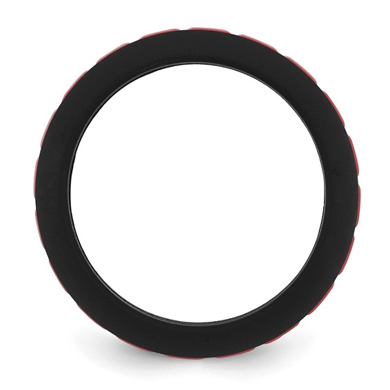Silicone Black with Red Grooved Center 7.50mm Band - Image 2