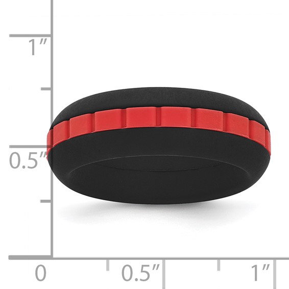 Silicone Black with Red Grooved Center 7.50mm Band - Image 5