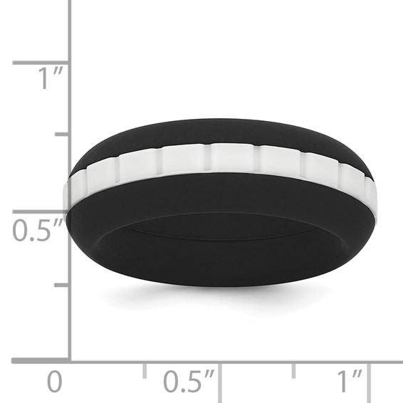 Silicone Black with White Grooved Center 7.50mm Band - Image 5