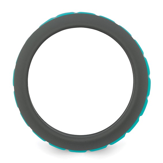 Silicone Grey with Blue Grooved Center 7.50mm Band - Image 2