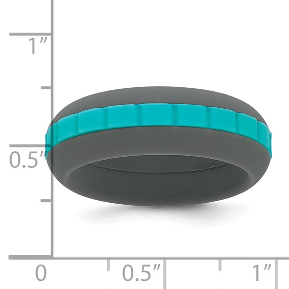 Silicone Grey with Blue Grooved Center 7.50mm Band - Image 5