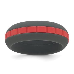 Silicone Grey with Red Grooved Center 7.50mm Band