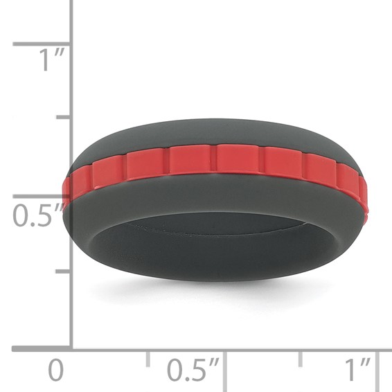 Silicone Grey with Red Grooved Center 7.50mm Band - Image 5
