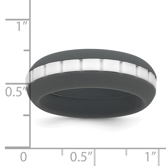 Silicone Grey with White Grooved Center 7.50mm Band - Image 5