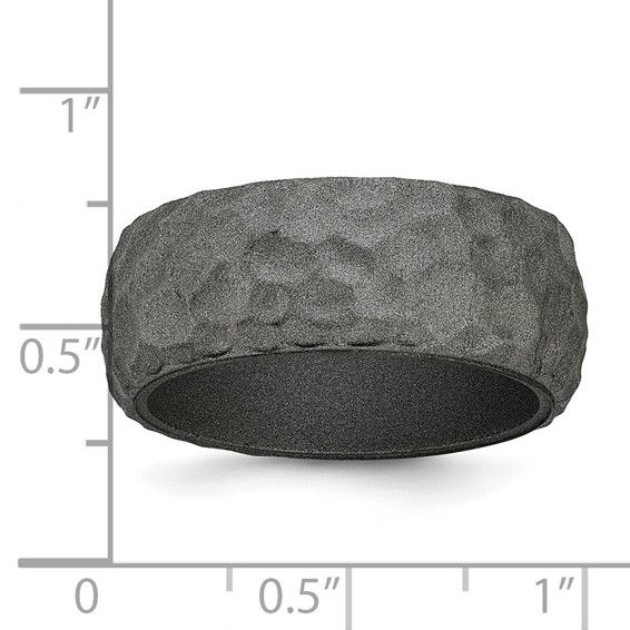 Silicone Metallic Silver 8.50mm Hammered Band - Image 5