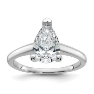 14kw 1 3/4ct Lab Grown Diamond VS/SI+ G+ Pear Solitaire Comp Eng Ring