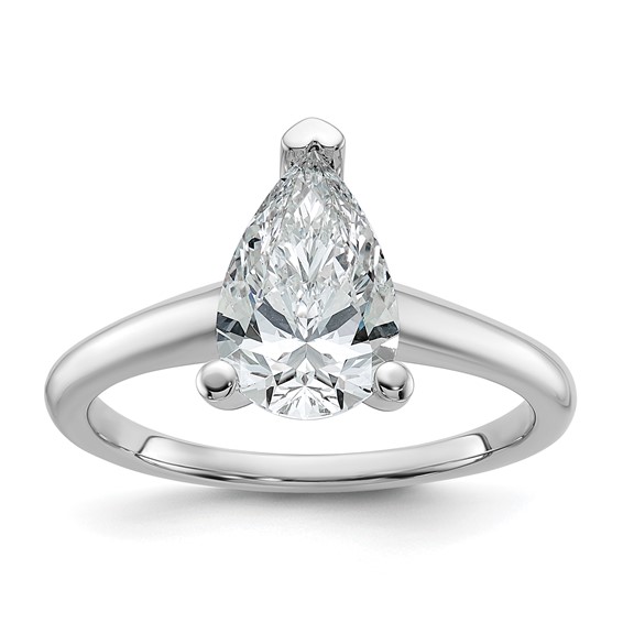 14kw 1 3/4ct Lab Grown Diamond VS+ F+ Pear Solitaire Comp Eng Ring