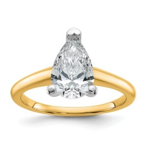 14ktt 1 3/4ct Lab Grown Diamond VS/SI+ G+ Pear Solitaire Comp Eng Ring