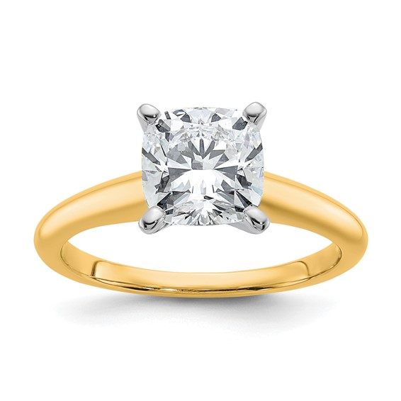14ktt 2 1/4ct Lab Grown Diamond VS/SI+ G+ Cushion Comp Solitaire Eng Ring