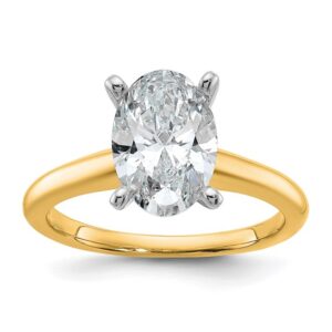 14ktt 2 1/4ct Lab Grown Diamond VS/SI+ G+ Oval Comp Solitaire Eng Ring