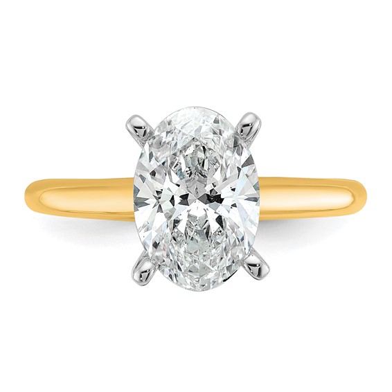 14ktt 2 1/4ct Lab Grown Diamond VS/SI+ G+ Oval Comp Solitaire Eng Ring - Image 4