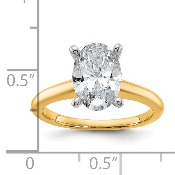 14ktt 2 1/4ct Lab Grown Diamond VS/SI+ G+ Oval Comp Solitaire Eng Ring - Image 7