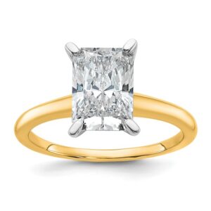 14ktt 2 1/4ct Lab Grown Diamond VS/SI+ G+ Radiant Solitaire Comp Eng Ring