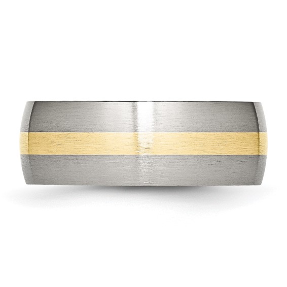 Stainless Steel with 14k Yellow Inlay Brushed 8mm Band - Image 2