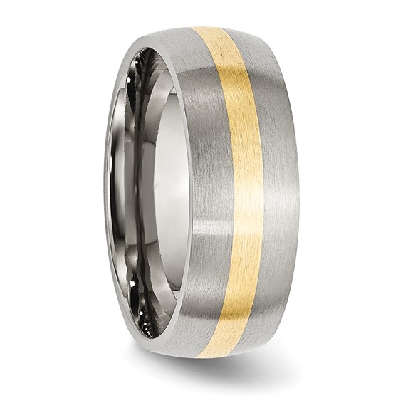 Stainless Steel with 14k Yellow Inlay Brushed 8mm Band - Image 3