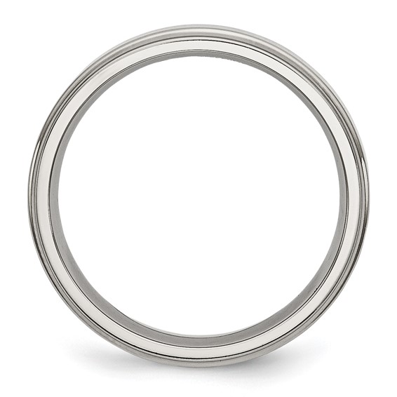 Stainless Steel Polished 5mm Ridged Edge Band - Image 2