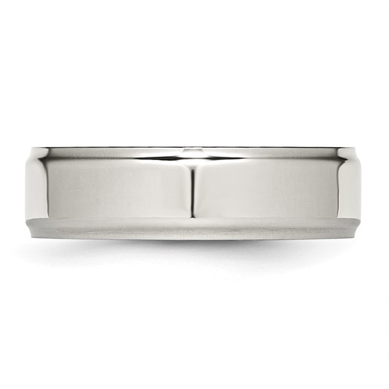 Stainless Steel Polished 7mm Ridged Edge Band - Image 3