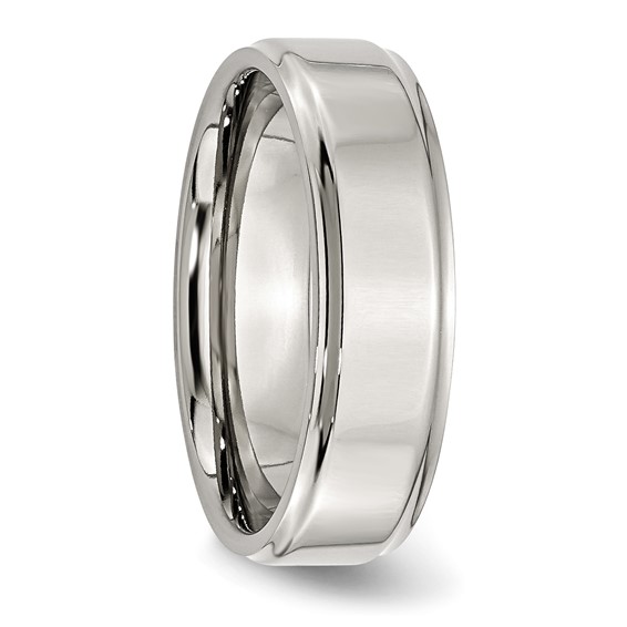 Stainless Steel Polished 7mm Ridged Edge Band - Image 4