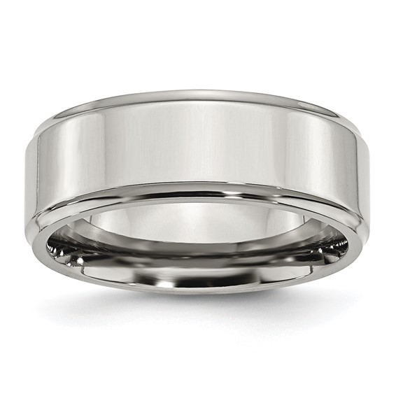 Stainless Steel Polished 8mm Ridged Edge Band