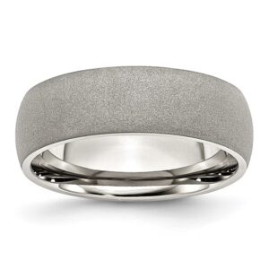 Stainless Steel Polished w/Stone Finish 7mm Band