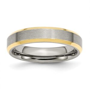 Stainless Steel Brushed/Polished Yellow IP-plated 5mm Beveled Edge Band