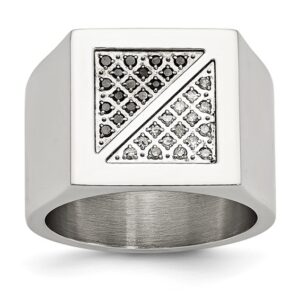 Stainless Steel Polished 1/4ct Black & White Diamond Ring