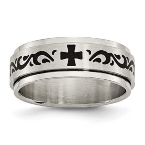 Stainless Steel Brushed/Polished Enamel Rotating Swirl Design 8mm Band