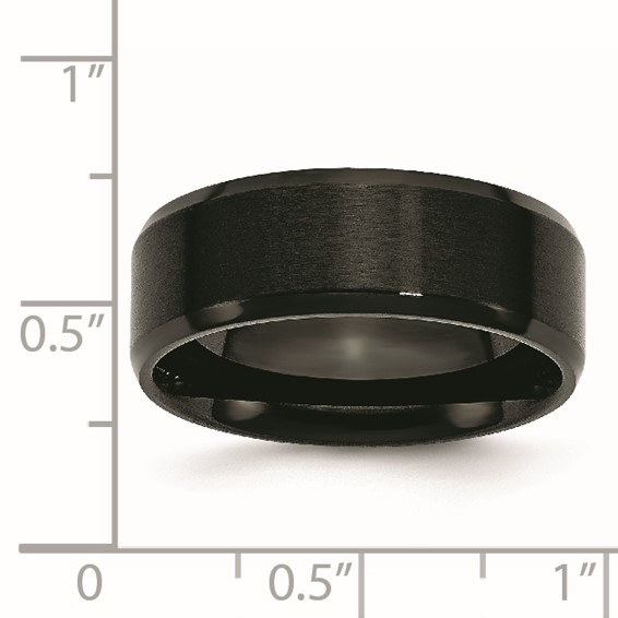 Stainless Steel Polished Brushed Center Black IP 8mm Beveled Edge Band - Image 6