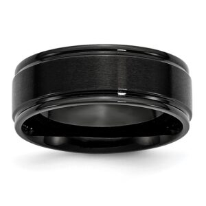 Stainless Steel Polished w/Brushed Center Black IP-plated 8mm Band