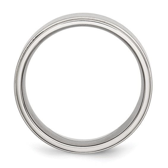 Stainless Steel Polished w/Brushed Center 8mm Ridged Edge Band - Image 2