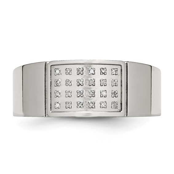 Stainless Steel Polished 1/10ct Diamond 9.5mm Band - Image 4