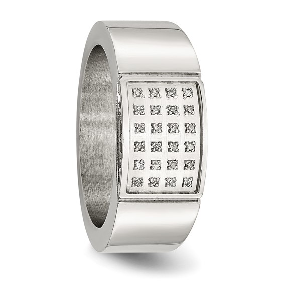 Stainless Steel Polished 1/10ct Diamond 9.5mm Band - Image 5