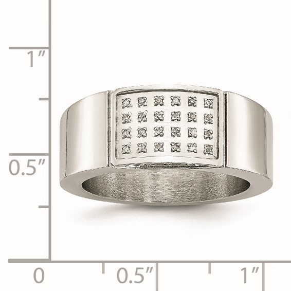 Stainless Steel Polished 1/10ct Diamond 9.5mm Band - Image 7