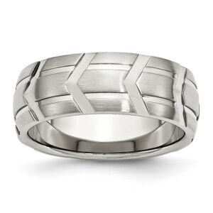 Stainless Steel Brushed and Polished 8mm Grooved Band