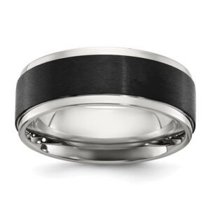 Stainless Steel Polished w/ Black IP-plated Brushed Center 8mm Band