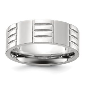 Stainless Steel Polished Grooved 8mm Band
