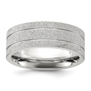 Stainless Steel Polished Laser-cut Grooved 8mm Band