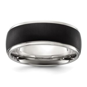 Stainless Steel Polished with Brushed Black IP-plated Center 8mm Band