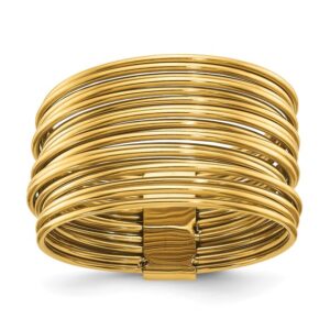 Stainless Steel Polished Yellow IP-plated Multi-Wire Ring