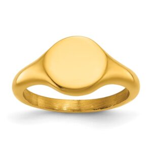 Stainless Steel Polished Yellow IP-Plated Round Disk Ring