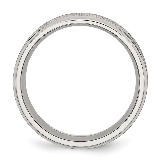 Stainless Steel Polished w/Grain Finish Center 8mm Ridged Edge Band - Image 2
