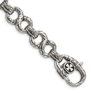 Stainless Steel Antiqued and Polished 8.5in Infinity Symbol Bracelet