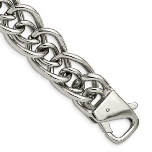 Stainless Steel Polished Large and Small Oval Link 8.25in Bracelet