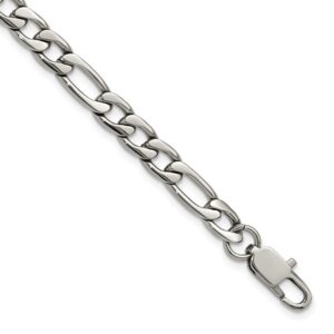 Stainless Steel Polished 6mm 8in Figaro Bracelet