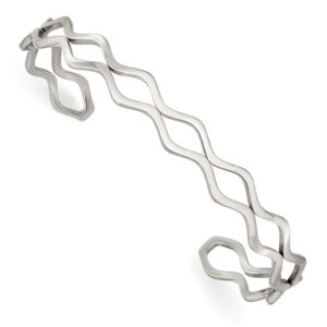 Stainless Steel Polished Wavy Cuff Bangle
