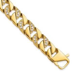 Stainless Steel Polished Yellow IP-plated with CZ 8.5in Bracelet