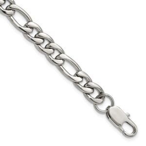 Stainless Steel Polished 8mm 8in Figaro Bracelet