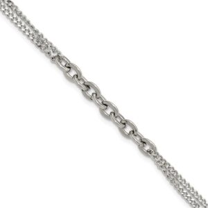 Stainless Steel Polished Two-Strand 7in +1in Bracelet