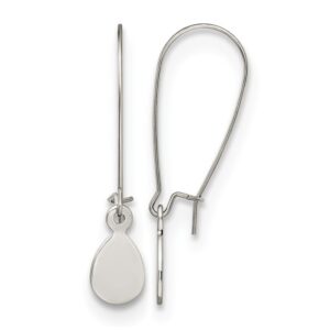 Stainless Steel Polished Teardrop Dangle Kidney Wire Earrings